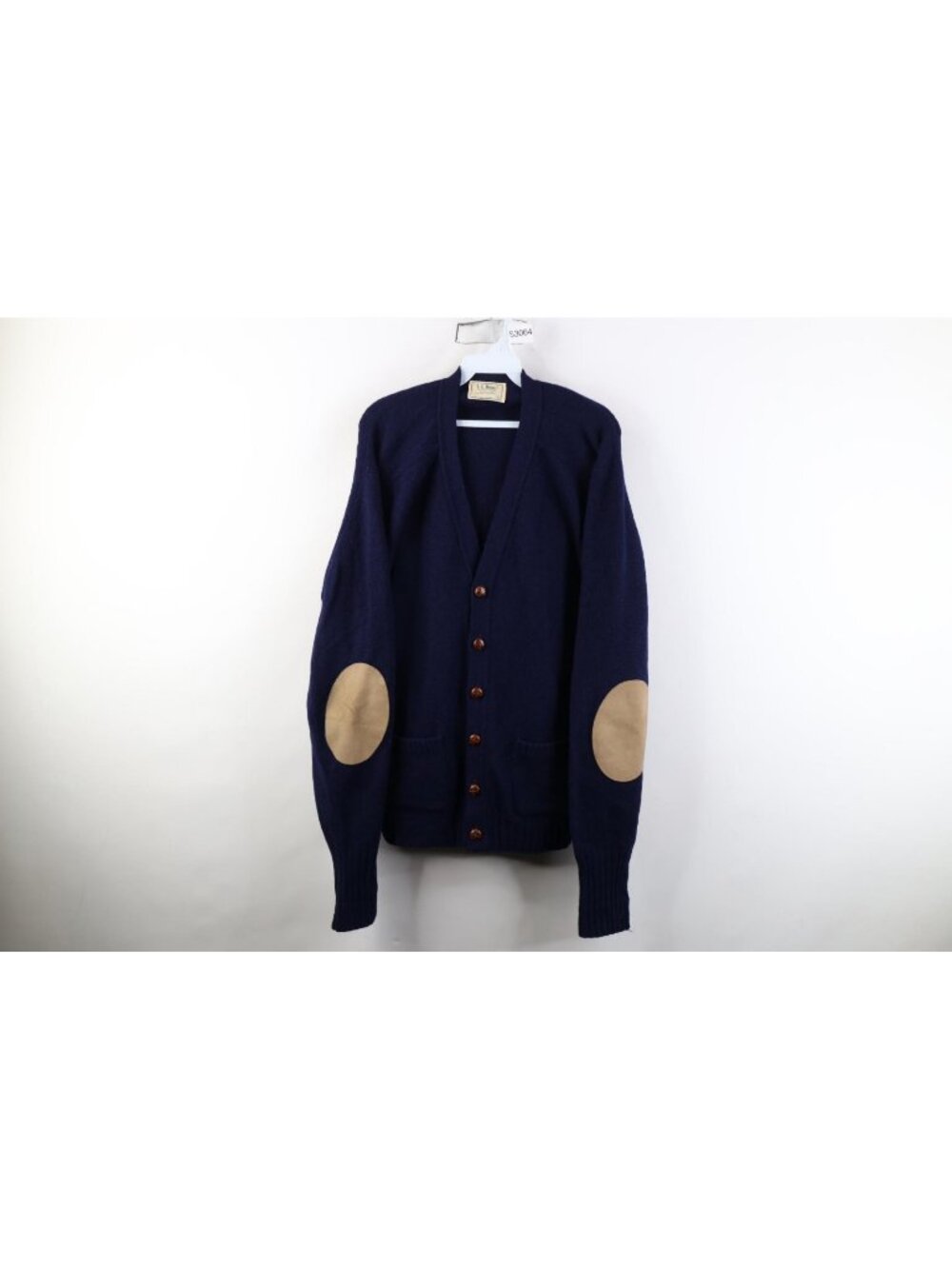 Vtg 70s LL Bean Mens XL Elbow Patch Camel Hair Wool Knit Cardigan Sweater USA